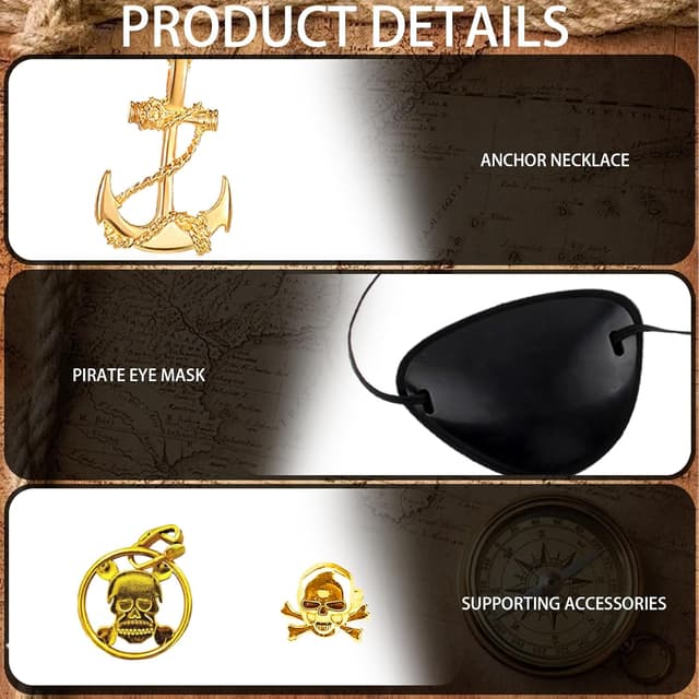 Thumbnail 4 de AUNGCSHE 7PCS Disfraz Pirata