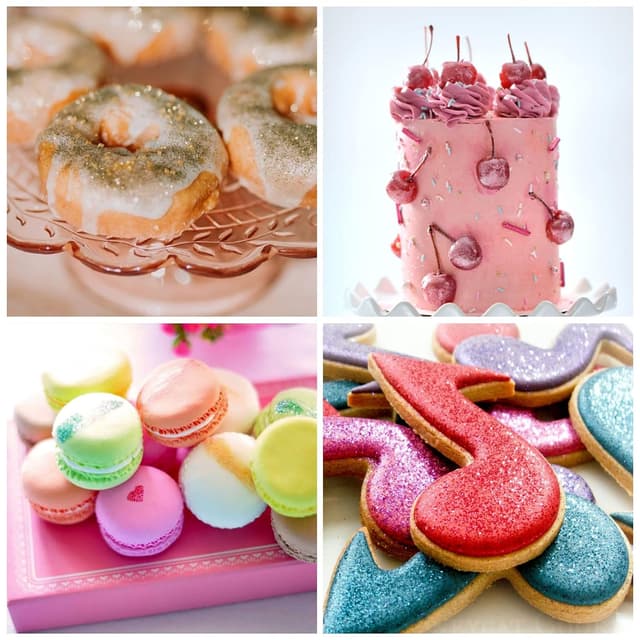 Detalle 2 de Essbares Glitzer Set mit Lebensmittelfarben & 6 Glitzerpulver-Farben – für Drinks, Cocktails, Fondant & Schokolade