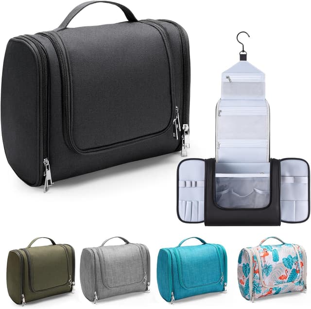 Detalle de Voniobuy Kulturbeutel mit drehbarem Haken – große, wasserdichte 4-in-1 Waschtasche zum Aufhängen