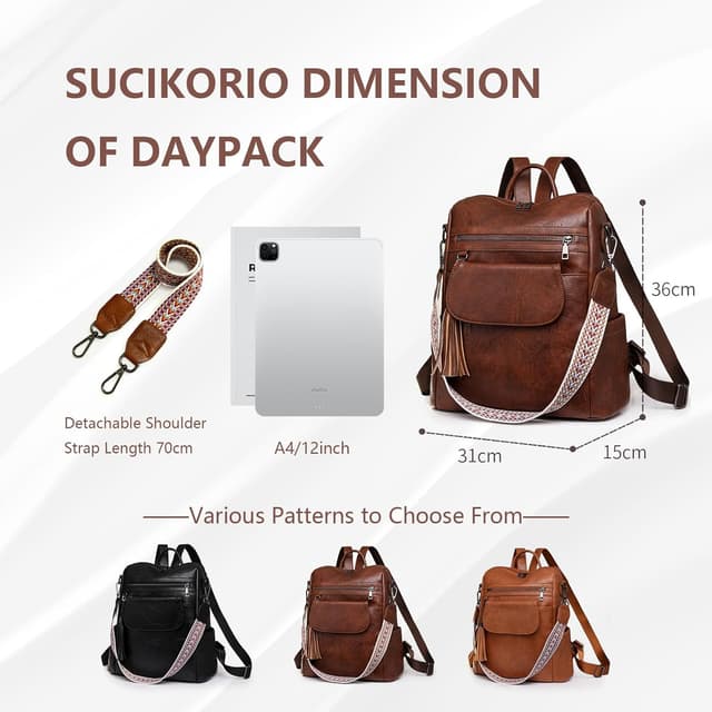 Detalle 2 de SUCIKORIO Petit sac à dos cuir femme vintage 2 en 1