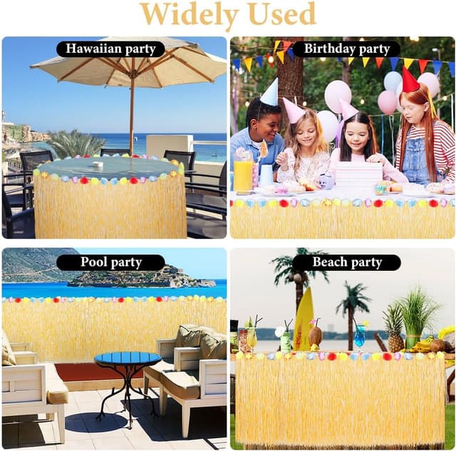 Thumbnail 6 de Aomig Hawaii Tischröcke 275 x 75 cm – Tischrock mit Klettverschluss für Hawaiian Party Deko