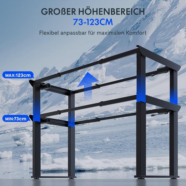 Detalle 2 de FLEXISPOT elektrisches Tischgestell höhenverstellbar mit 2 Motoren und LED-Höhenanzeige (4-Bein, 150-kg-Tragkraft)