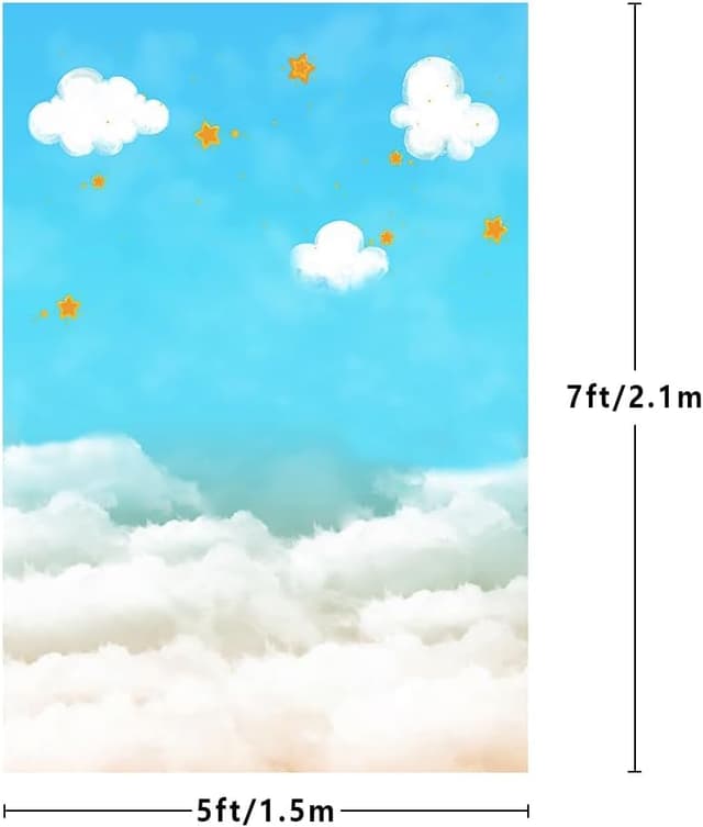 Detalle de MEHOFOND 5x7ft blue sky white clouds stars photography backdrop (fabric, foldable)