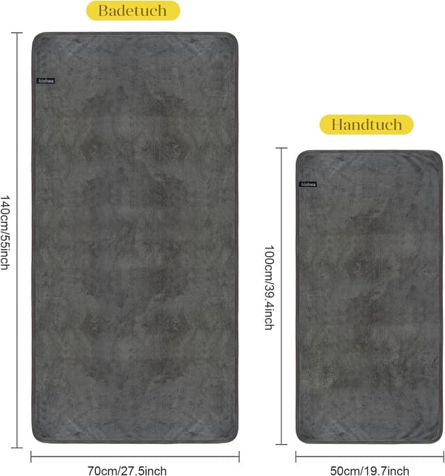 Detalle de KinHwa Handtuch-Set Premium aus 100% Mikrofaser (6er Pack) in Dunkelgrau