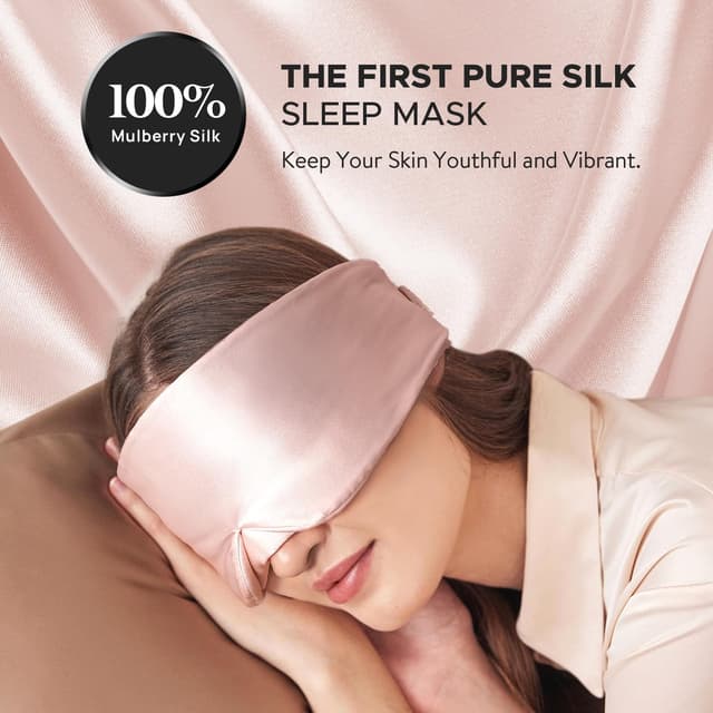 Detalle 2 de LitBear 22 Momme 100% Mulberry Silk Eye Mask for Sleeping (Adjustable, Face-hugging) – Pink