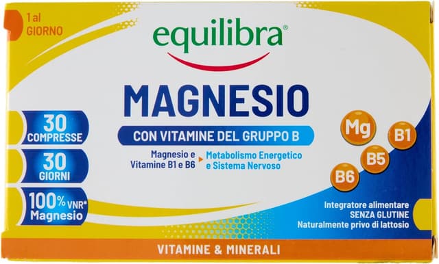 Detalle de Equilibra Integratori Alimentari Magnesio con Vitamine del Gruppo B (B1, B5, B6) – Integratore senza glutine, 3 confezioni