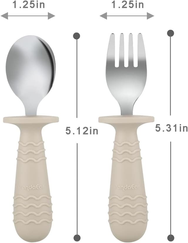 Thumbnail 3 de PandaEar 6er Kinderbesteck-Set mit Silikongriff aus Edelstahl (Blau/Grün/Braun) für ab 1 Jahr