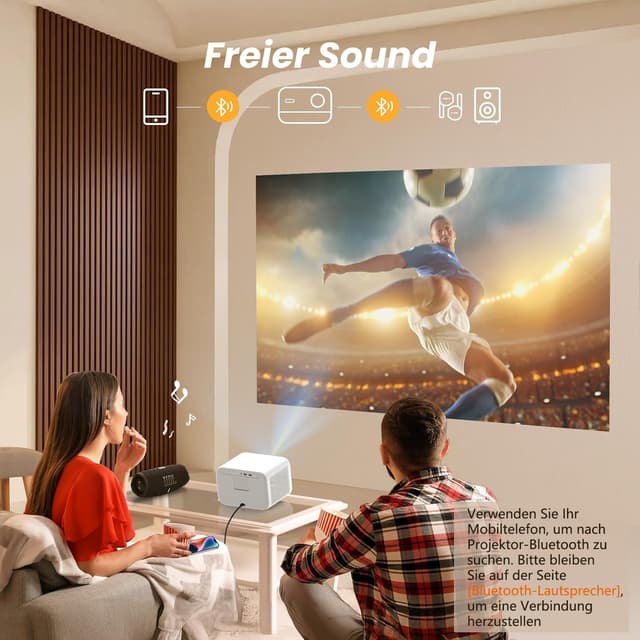 Detalle de Beamer Sound by JBL Yaber L2s: 1080P Native Projektor mit WiFi 6, Bluetooth 5.1 und Autofokus