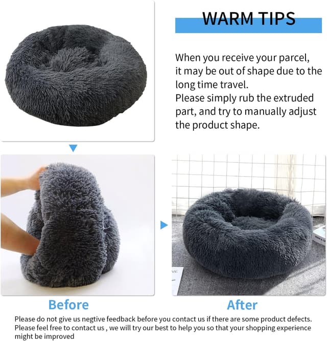 Thumbnail 4 de UUEMB 50cm Calming Dog Cat Bed, Plush Donut Pets Beds for Small Dogs Cats, Soft Puppy Kitten Cuddler Round Bed Cushion, Washable Warm Dog Beds for Improved Sleeping (Dark Grey)
UUEMB 50cm Calming Dog Cat Bed, Plush Donut Pets…