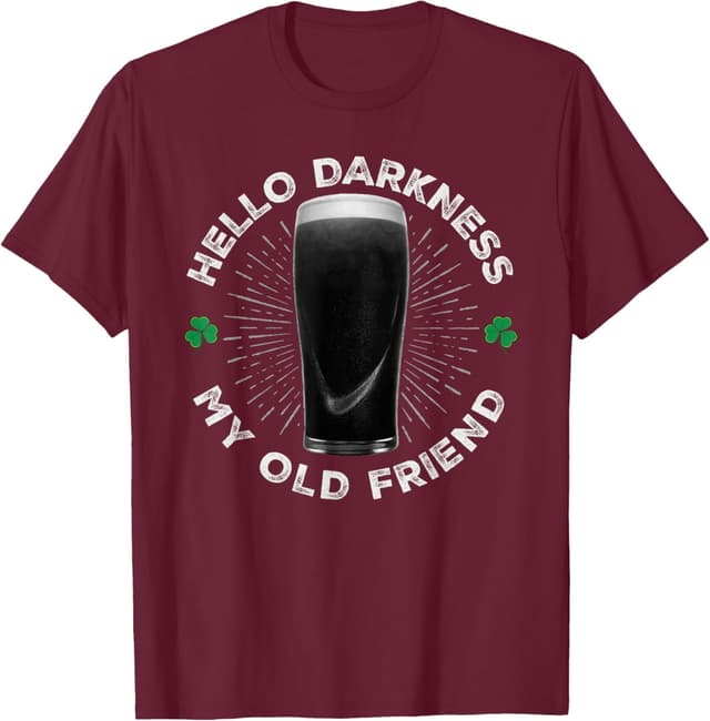 Detalle de Maglietta divertente “Hello Darkness My Old Friend” per San Patrizio