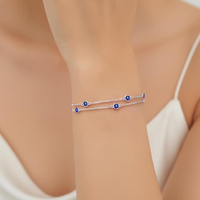 Detalle 2 de LOUISA SECRET Pferdeaugen-Armband Damen aus 925 Sterling Silber mit Zirkonia, verstellbar