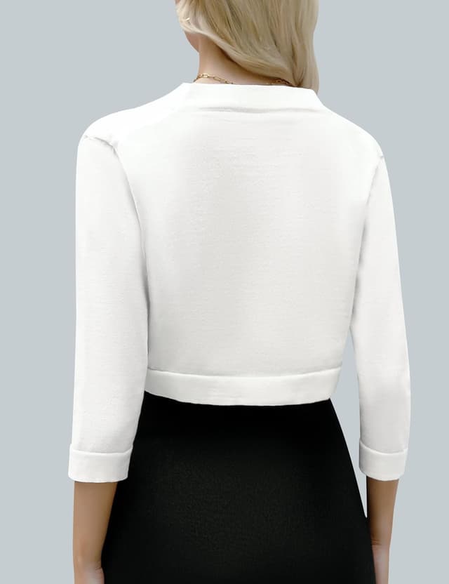 Detalle de iClosam Womens 3/4 Sleeve Open Front Bolero Shrug Cropped Cardigan Knit Sweater Jacket