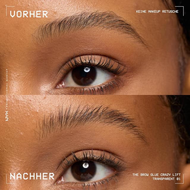 Detalle 2 de NYX Professional Makeup Brow Glue Crazy Lift – ultra starkes Augenbrauengel mit Stylingbürste, bis zu 24h Halt (7 ml)