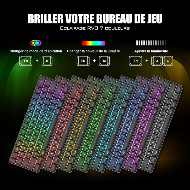 Detalle 2 de RedThunder 60% ensemble gamer AZERTY 62 touches