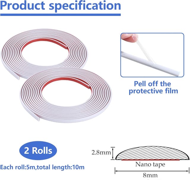 Detalle 2 de Zayejod 10M matte white moulding trim 8mm