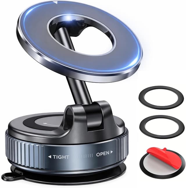 Detalle de New Horrizon Car Phone Holder Magnetic Car Mount – Ultra-strong N55 magnetic mount with vacuum suction and 360° adjustment