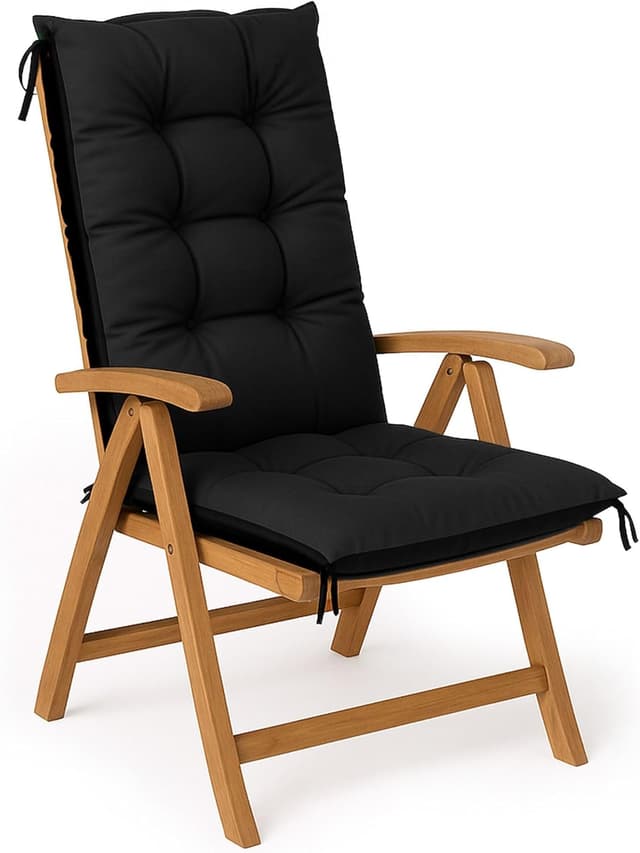 Detalle 2 de Cuscino per sedia da giardino con schienale alto Amazinggirl (set da 4, 50x120 cm) bordeaux impermeabile