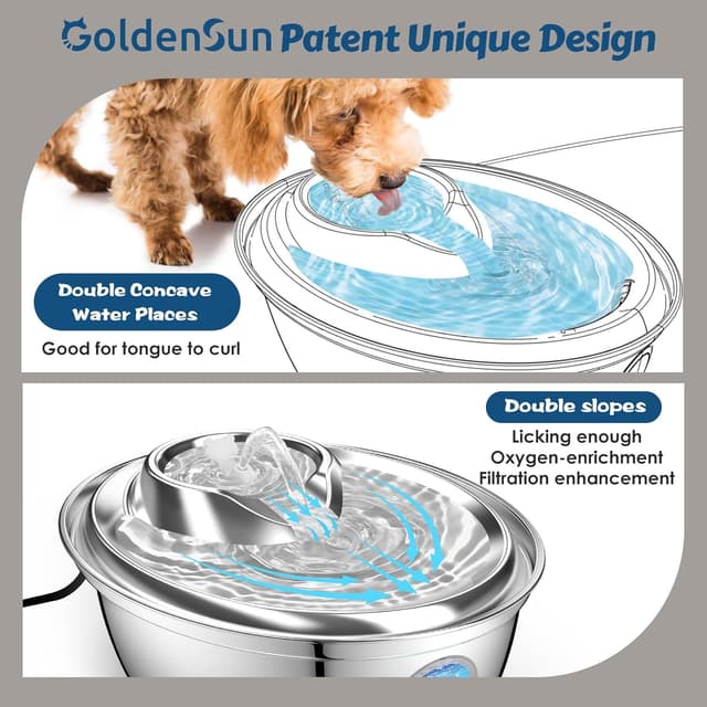 Thumbnail 1 de GoldenSun Cat Water Fountain 3L Stainless Steel