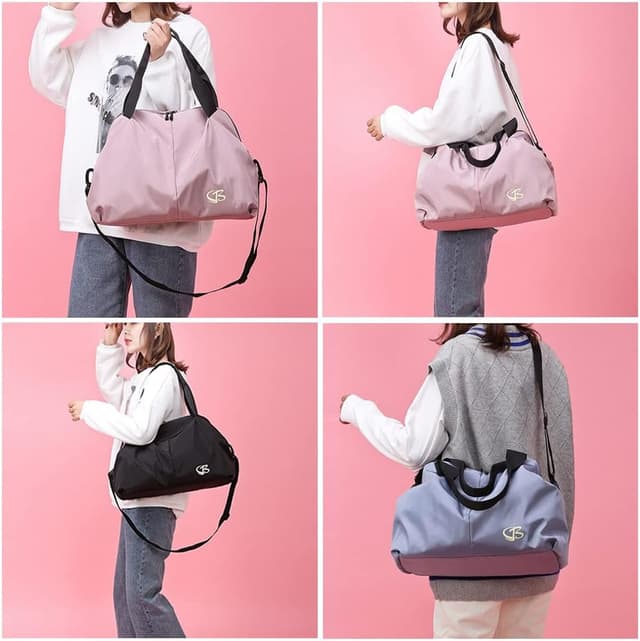 Detalle 2 de Vllcsla Damen Sporttasche / Weekender Klein 45×27×20 cm mit Nassfach – Schwarz