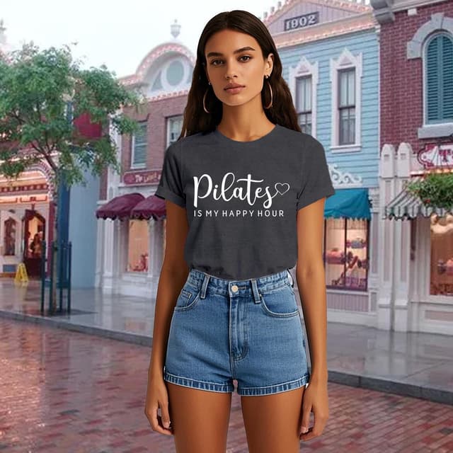 Detalle de Qskall women’s Pilates T-shirt for yoga & workout days