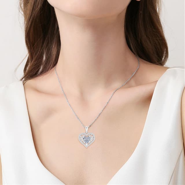 Detalle de LAVUMO Lebensbaum Herz Kette aus 925 Sterlingsilber mit Geburtsstein-Anhänger