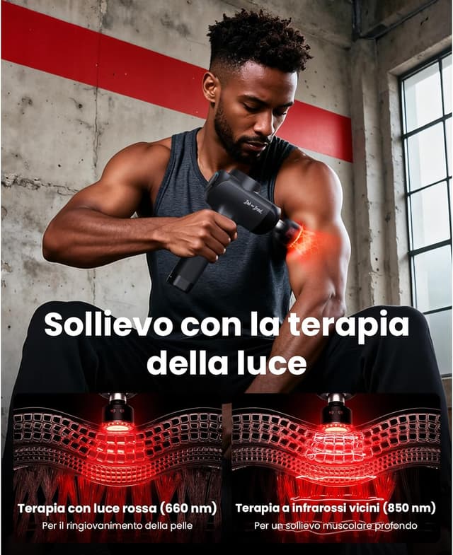 Detalle de BOB AND BRAD X6 Ultra massaggiatore a pistola portatile con calore e terapia LED rossa