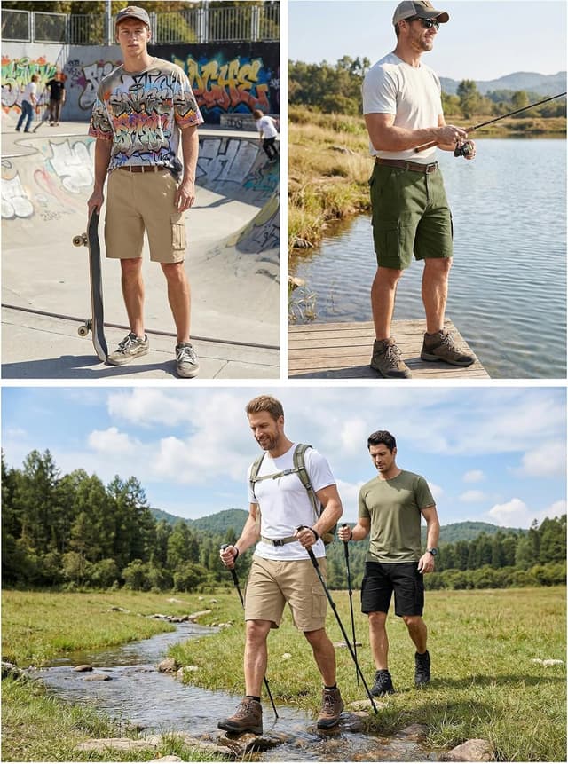 Detalle de StylSense Herren Cargo-Shorts aus Baumwolle mit 6 Taschen – kurze Cargohose für den Sommer