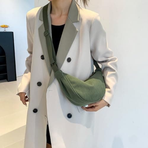 Detalle 2 de Aucuu bolso bandolera para mujer media luna impermeable en verde