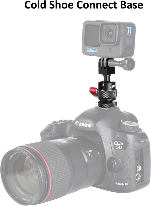 Detalle 2 de HSU Aluminium Alloy Cold Shoe Adapter for Action Cameras with Angle Adjustment (1/4" Tripod Mount)