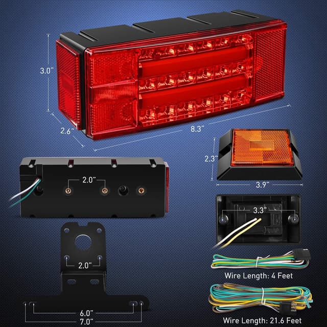 Detalle 2 de Nilight TL-40 2PCS Rectangular LED Trailer Light Kit with Halo Glow (12V, IP68 Submersible)