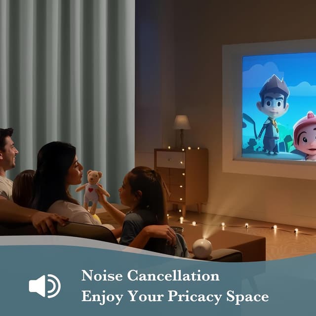 Thumbnail 6 de PONY DANCE 100% blackout thermal pencil pleat curtains (sage green) – rod pocket, 2 panels