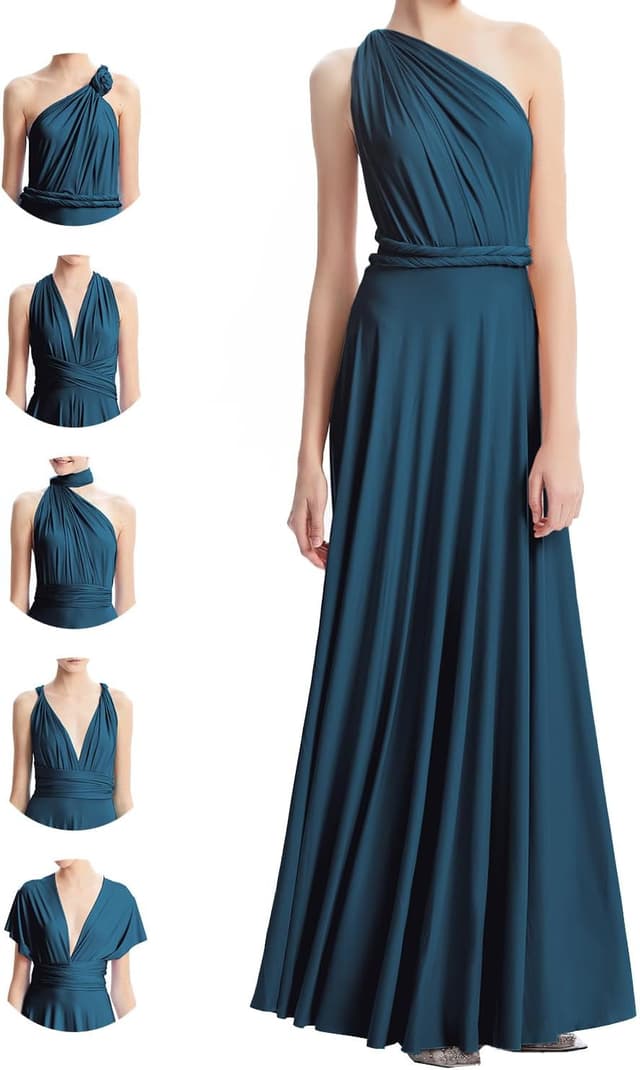 Detalle de INFIWING Infinity Kleid mit Bandeau – Multiway Wickelkleid für Brautjungfern, Hochzeitsgäste & mehr