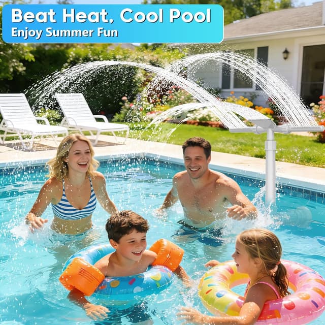 Detalle 2 de Mooroer Fontaine de piscine 3-en-1 avec cascade réglable à 360° (hors sol et enterrées)