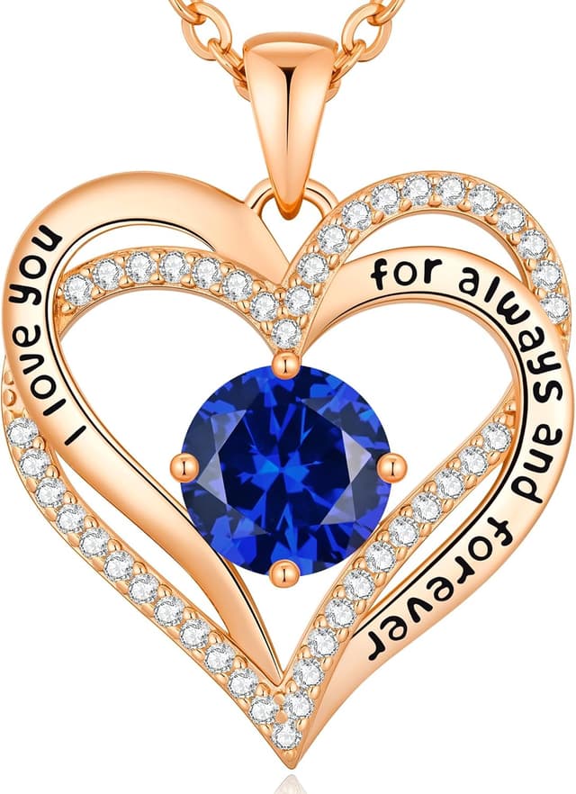 Thumbnail 6 de Collier CDE femme en forme de cœur avec pierre de naissance et pendentif cœur double