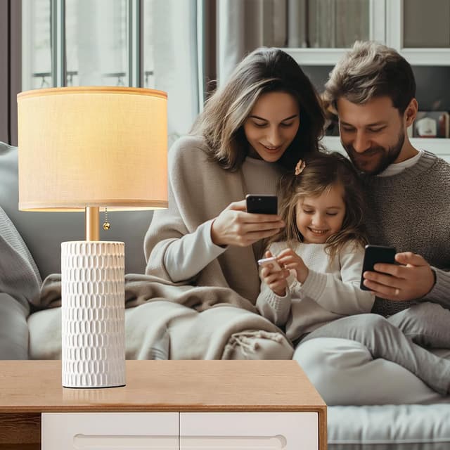 Detalle de Reaketon 20" Small Ceramic Table Lamps (Set of 2) for Bedside, Night Stands & Home Office