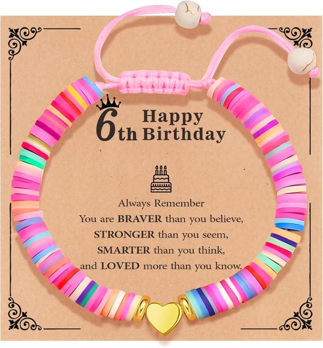 Detalle de TOLOWOBK heart clay bead bracelet for girls