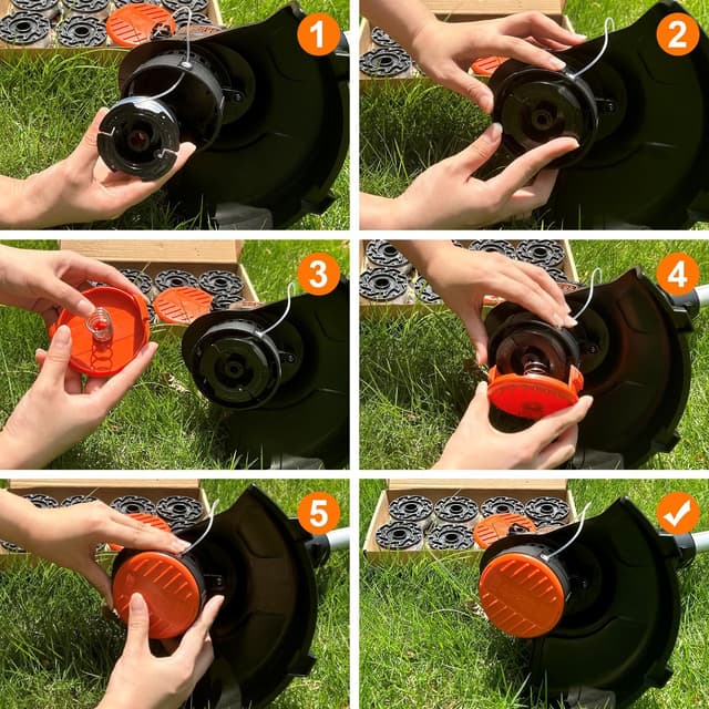 Thumbnail 6 de Uchidodo Strimmer Spool for Black and Decker – 6 replacement spools, 30 ft line (0.065 in) with cover and spring