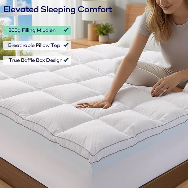 Detalle 2 de OLANLY Dual-Layer 4 Inch Queen Memory Foam Mattress Topper with Cooling Pillow Top & Gel Foam