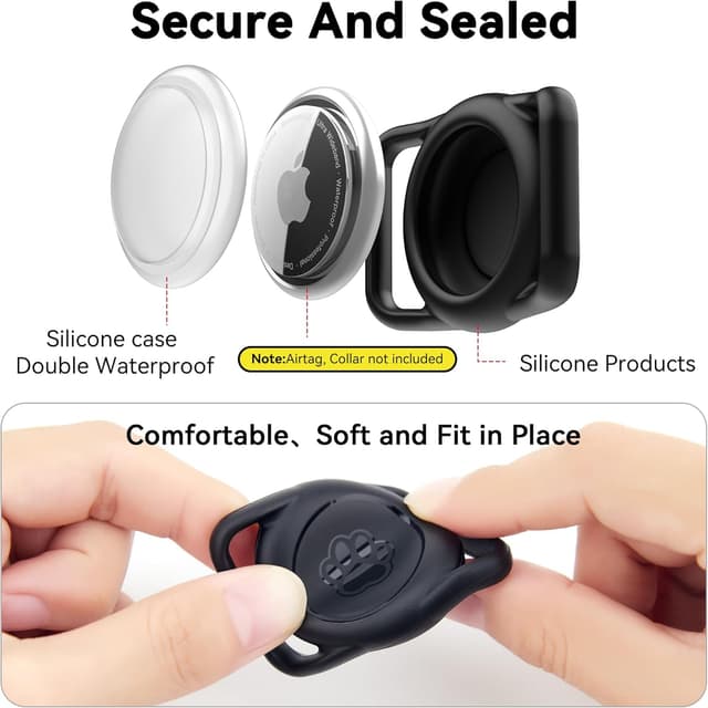 Detalle de Citymore support de collier AirTag pour chien et chat (lot de 2), étui silicone étanche