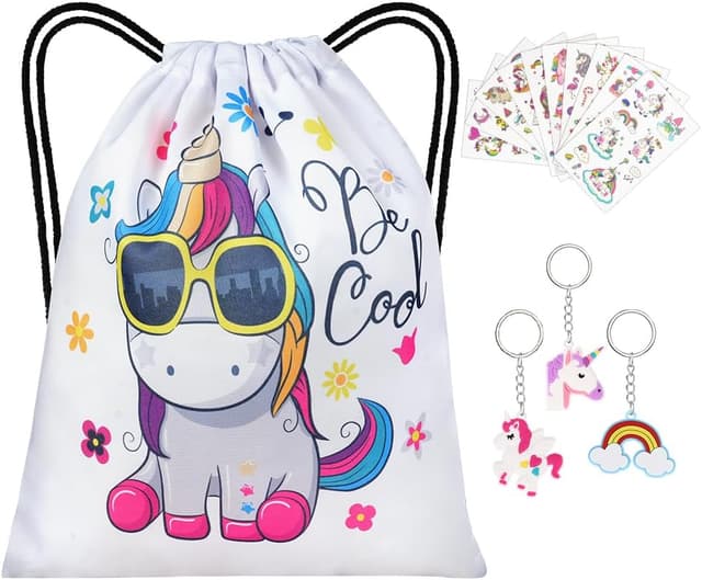 Thumbnail 6 de URAQT sacca per bambini Unicorno con coulisse e portachiavi tattoo