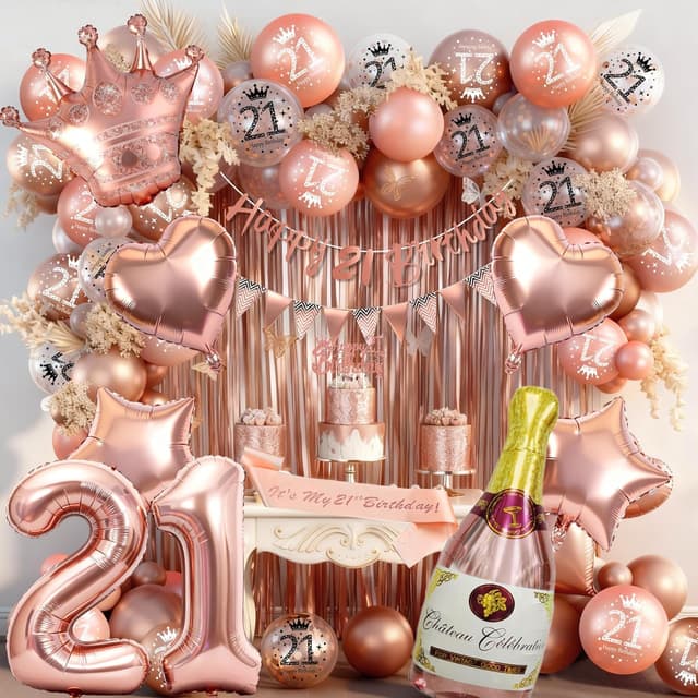 Imagen de VICTERR Rose Gold 21st Birthday Decorations en OfertitasTOP