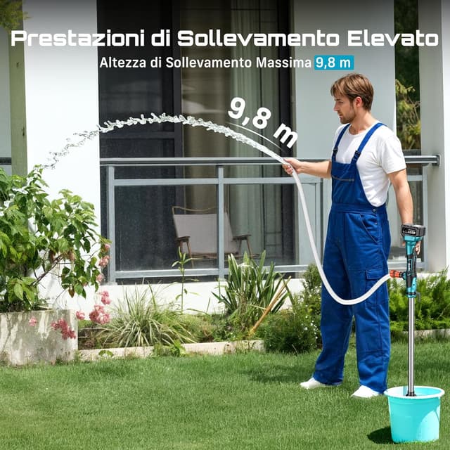 Detalle de Seesii Pompa per acqua senza fili a bastone 21V 4000mAh, 720GPH e sollevamento 32 piedi