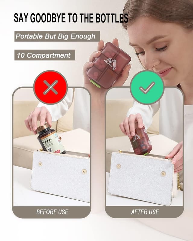 Thumbnail 6 de 4er-Set Tablettenbox 7 Tage mit 10 Fächern (Pillendose) – Muchengbao, 4 Farben gemischt