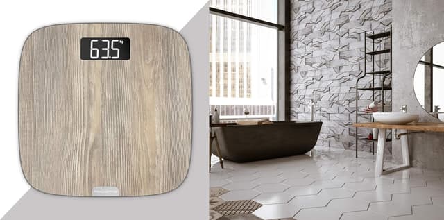 Detalle 2 de Rowenta BS1600 Origin bilancia pesapersone digitale ultra sottile effetto legno fino a 160 kg