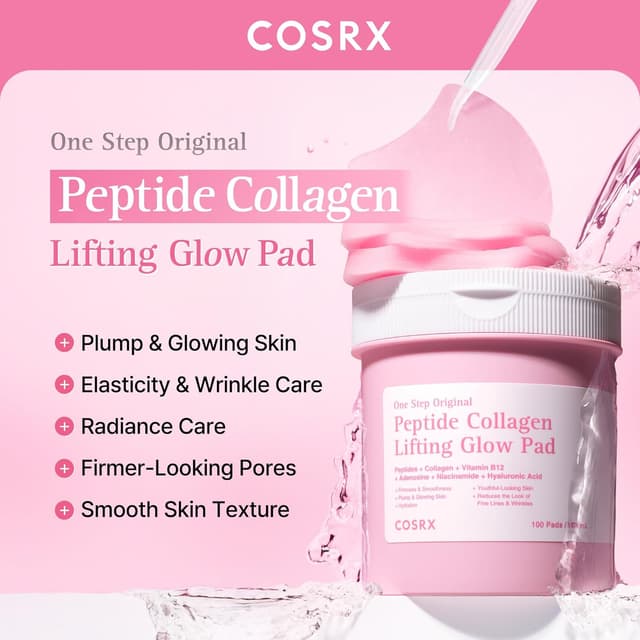 Detalle de COSRX OneStep Original Peptide Collagen Lifting Glow Pad (100 Pads) — peptide & collagen toner pads for elasticity and glow