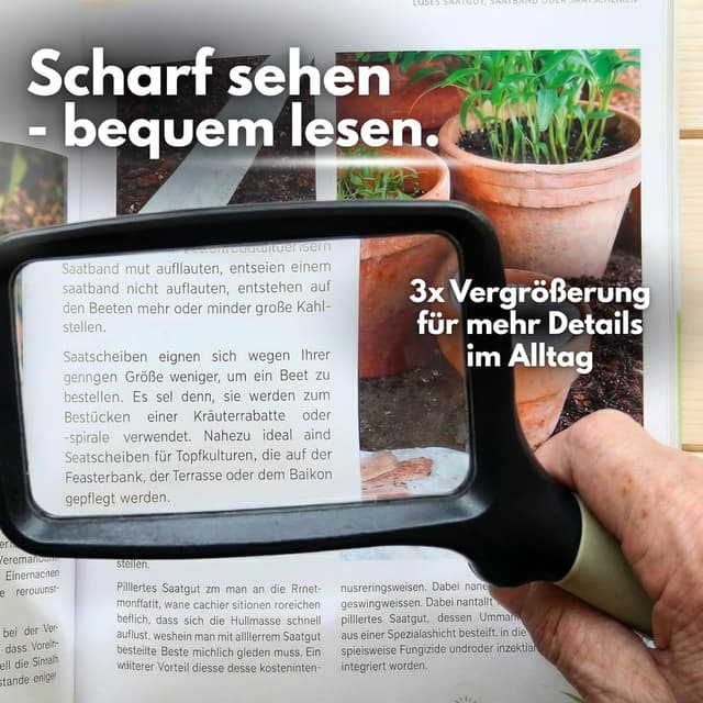 Detalle de LupenRhein® Lupe mit Licht (3x) – klappbare Leselupe mit dimmbarem LED-Licht inkl. Batterien