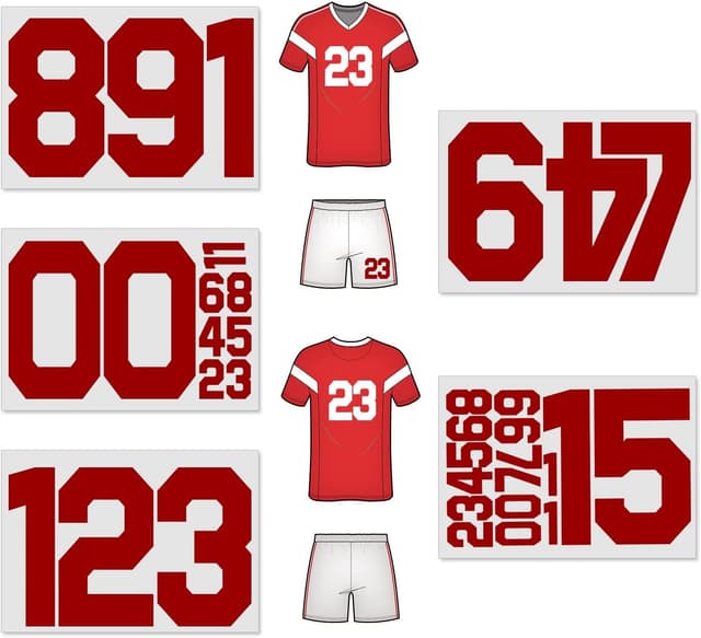 Detalle de 34-Piece Iron-On T-Shirt Numbers (0–9) in Green, 8 inch & 2 inch heat transfer set