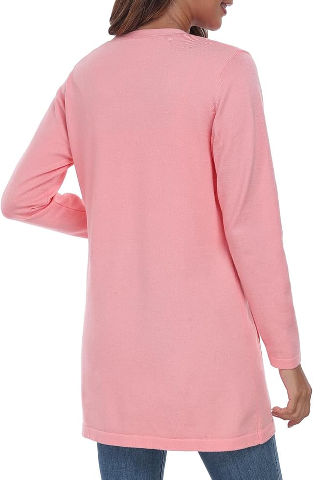 Detalle de YUNDAI Women’s Open-Front Lightweight Knitted Long Cardigan with Pockets