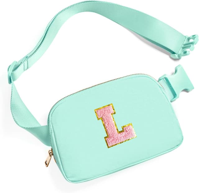 Detalle de Gitus Initial Patch Belt Bag Fanny Pack (Mint Green-L)