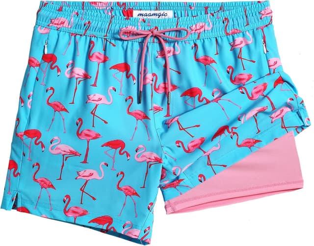 Detalle de Maamgic Uomo Costume da Bagno Corto 2-in-1 con compressione e fodera interna, shorts da surf 7 pollici